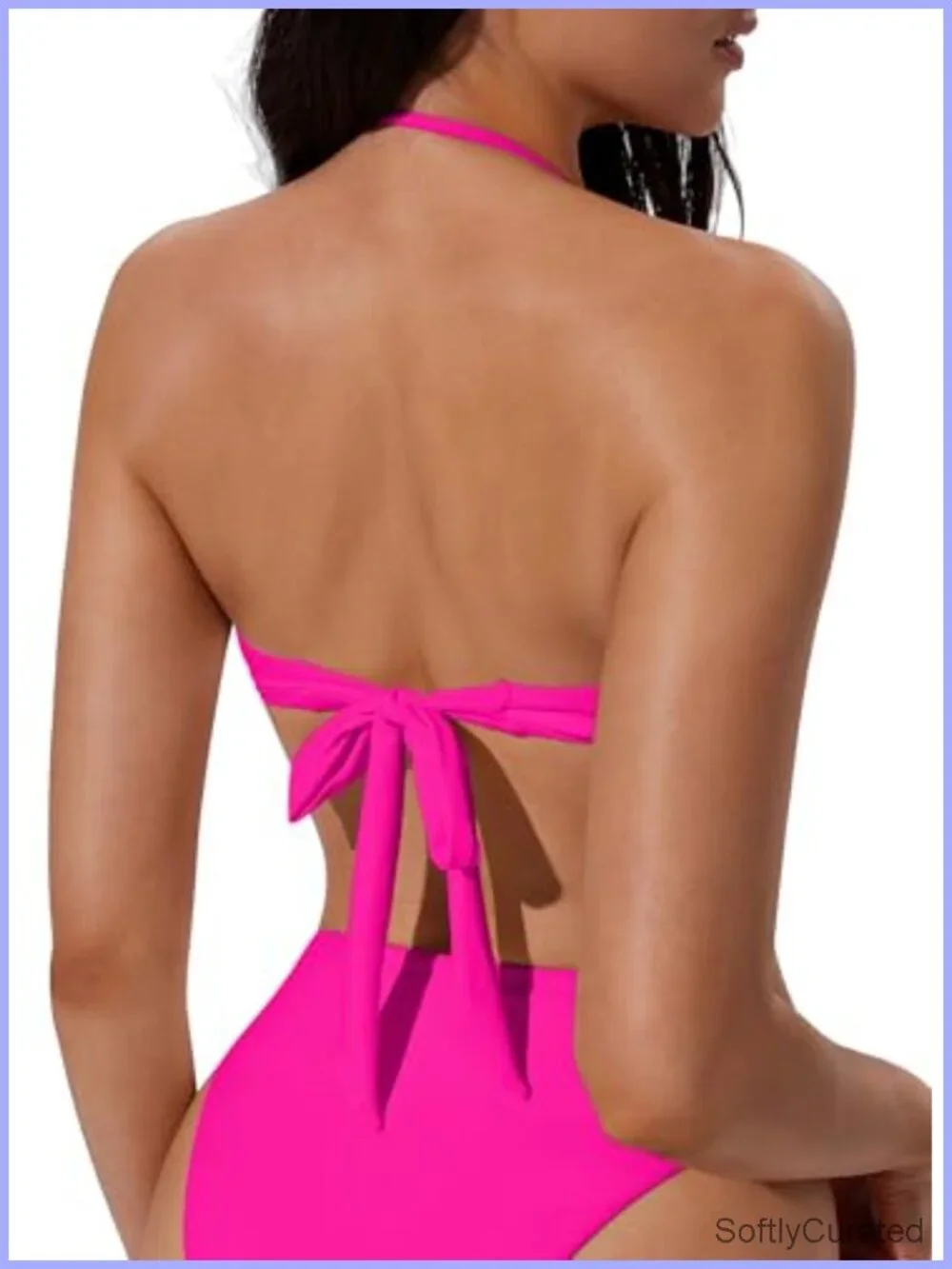 Bandeau O Ring Bikini Set Tie Back High Waisted 2 Piece Swimsuit